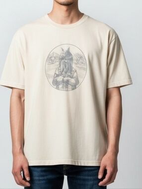 RVCA Artist Network Program Cream Graphic Tee with Jeff McMillan Artwork